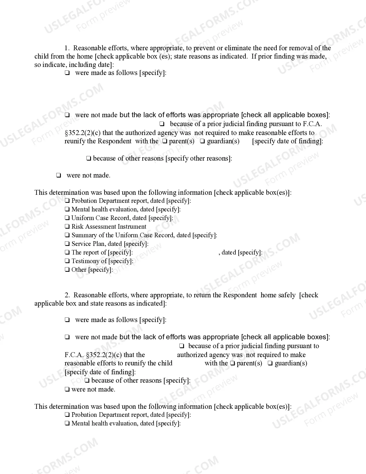 Preview Order of Disposition Designated Felony No Restrictive Placement