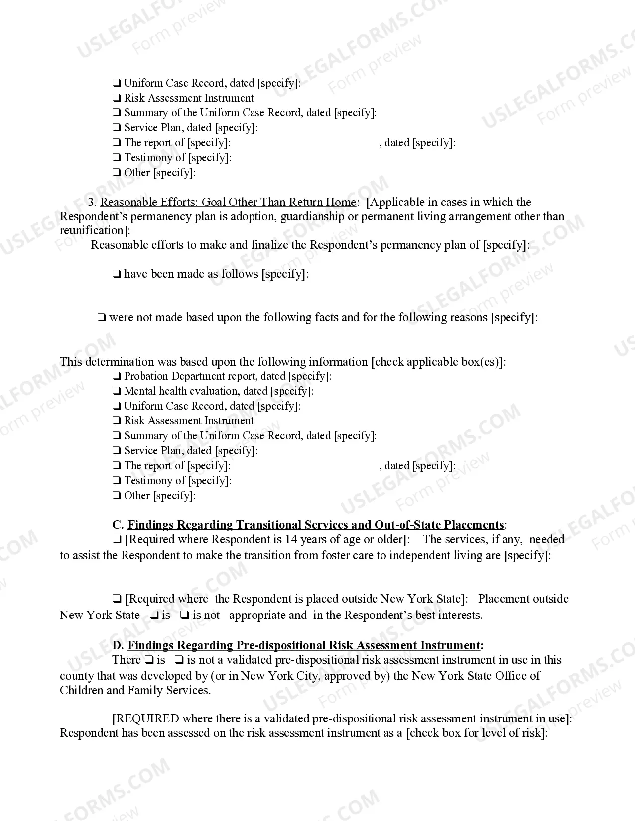 Preview Order of Disposition Designated Felony No Restrictive Placement