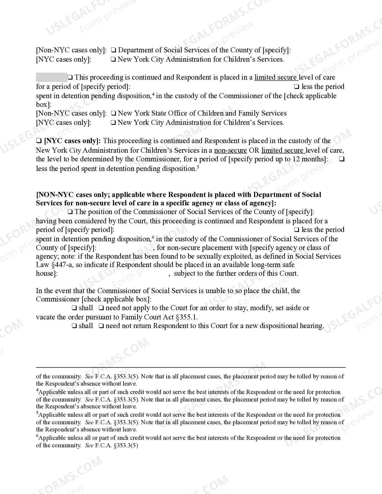 Preview Order of Disposition Designated Felony No Restrictive Placement