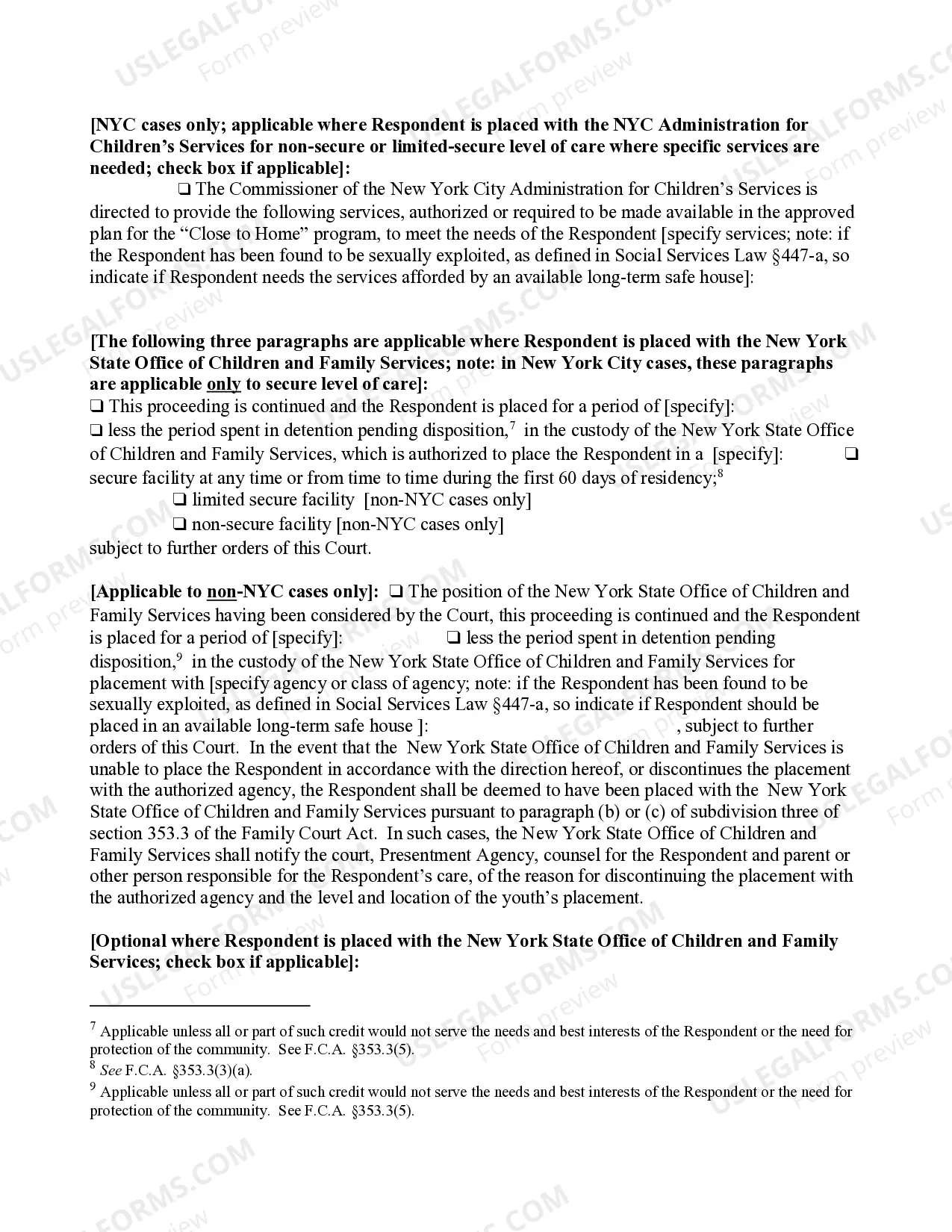Preview Order of Disposition Designated Felony No Restrictive Placement