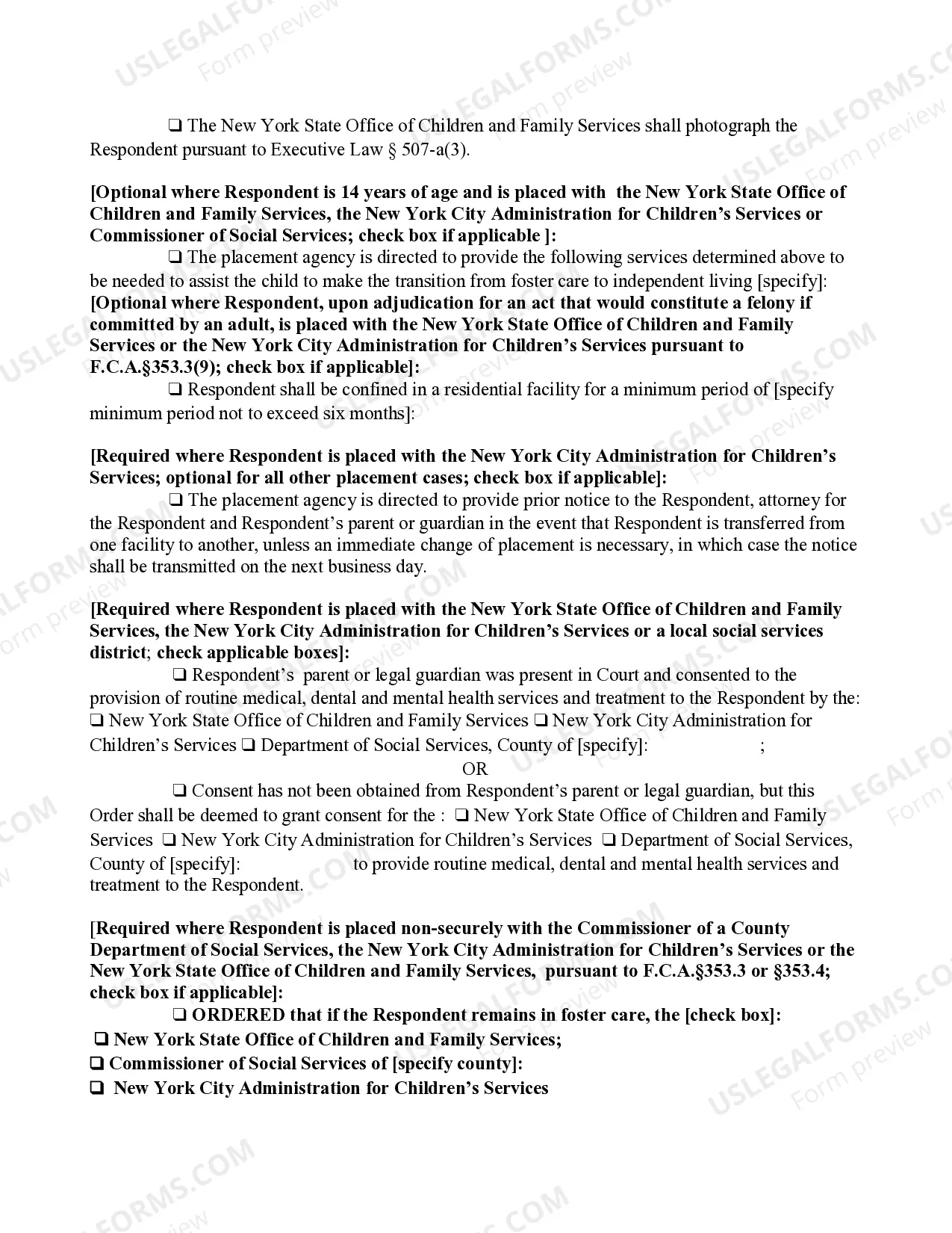Preview Order of Disposition Designated Felony No Restrictive Placement