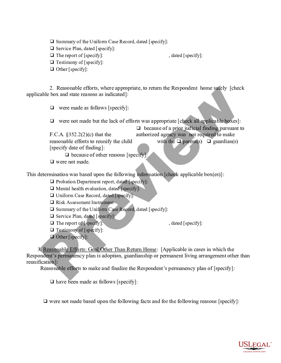 page 3 Order of Disposition - Designated Felony - After Order of Removal with Finding - No Restrictive Placement preview