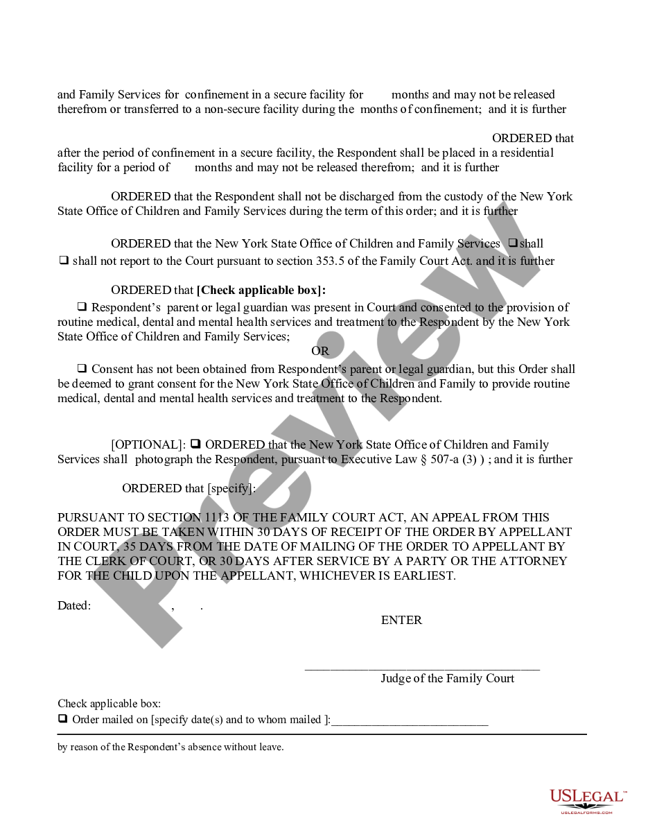page 2 Order of Disposition - Designated Felony - After Order of Removal with Finding - Restrictive Placement preview