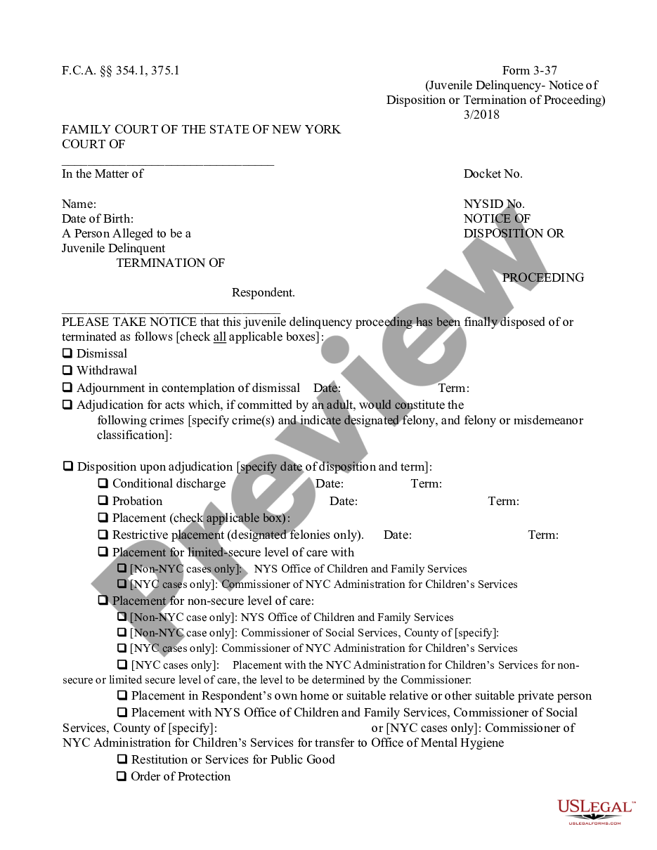 page 0 Notice of Disposition or Termination of Proceeding preview