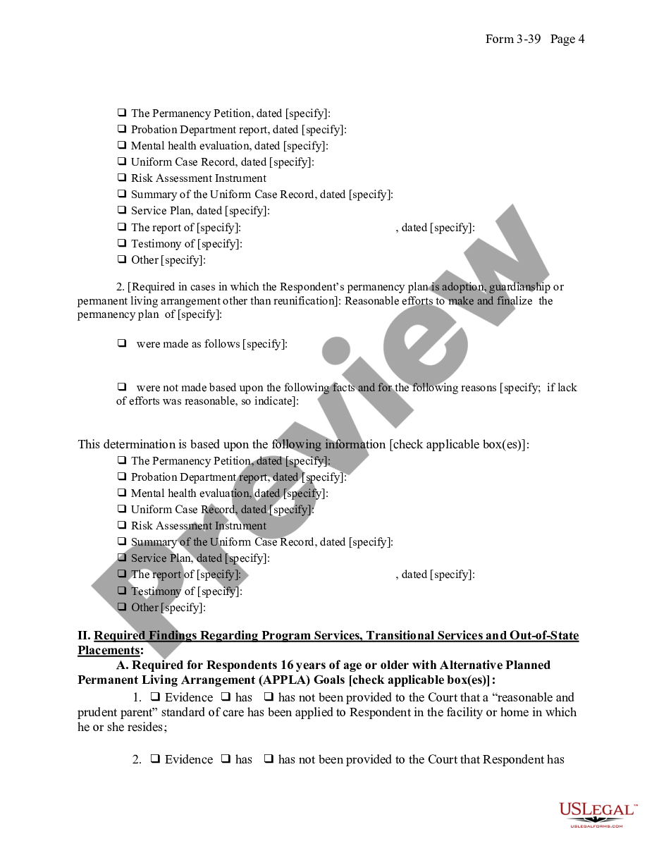 form Order on Petition for Extension of Placement preview