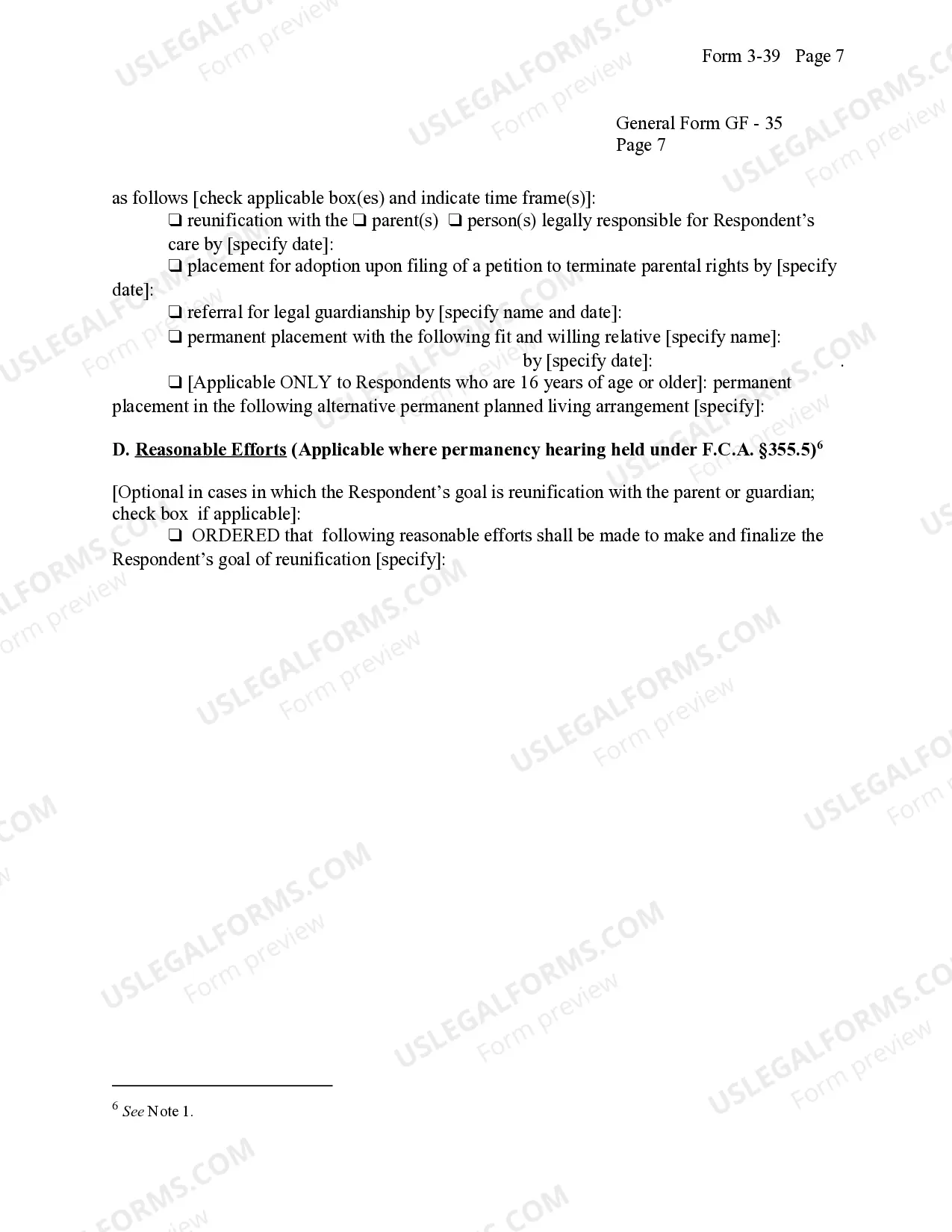 Preview Extension of Placement And Permanency Hearing Order