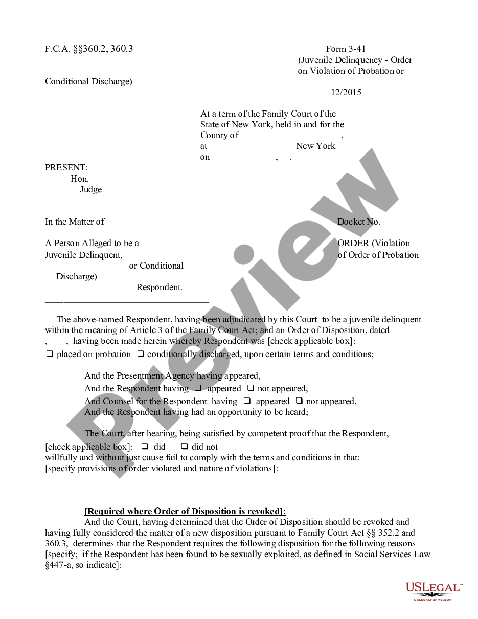 page 0 Order - Violation of Order of Probation or Conditional preview