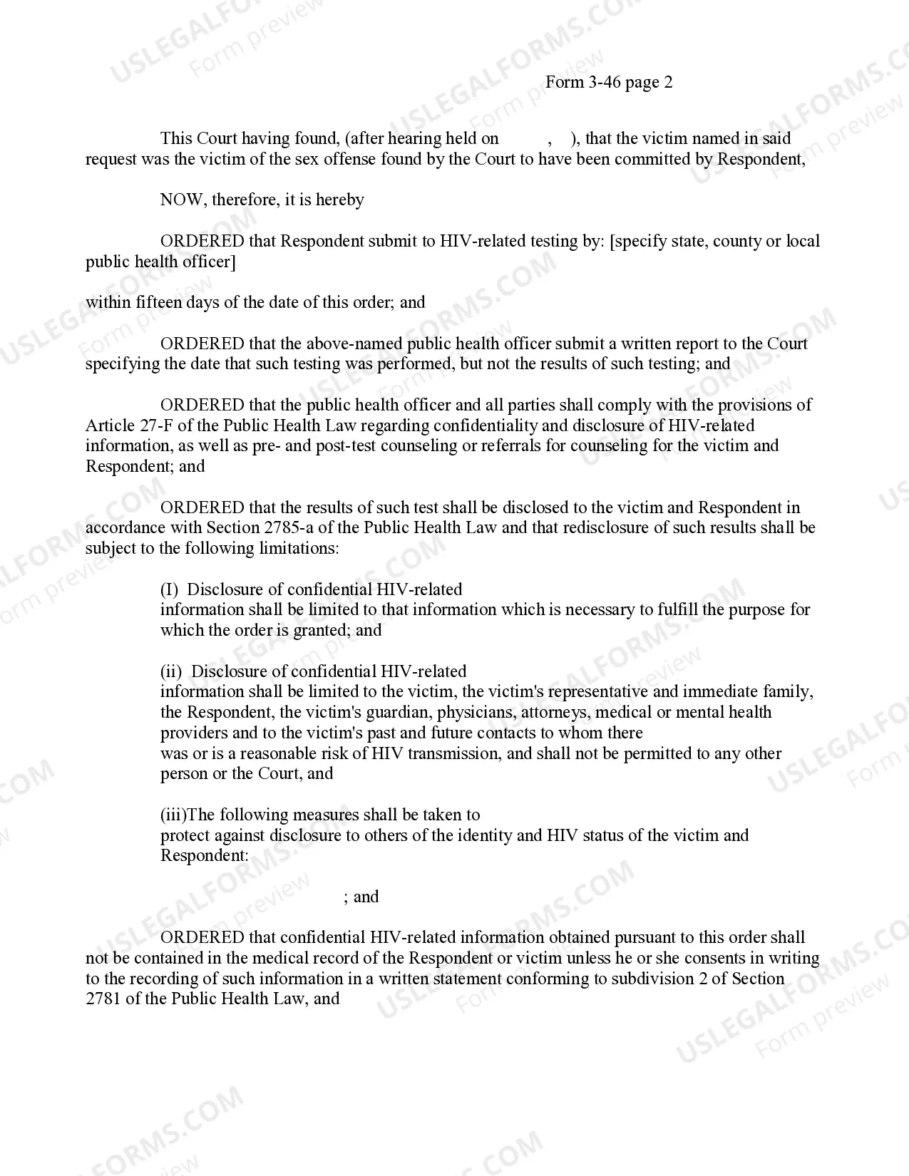 Preview Order For HIV Related Testing