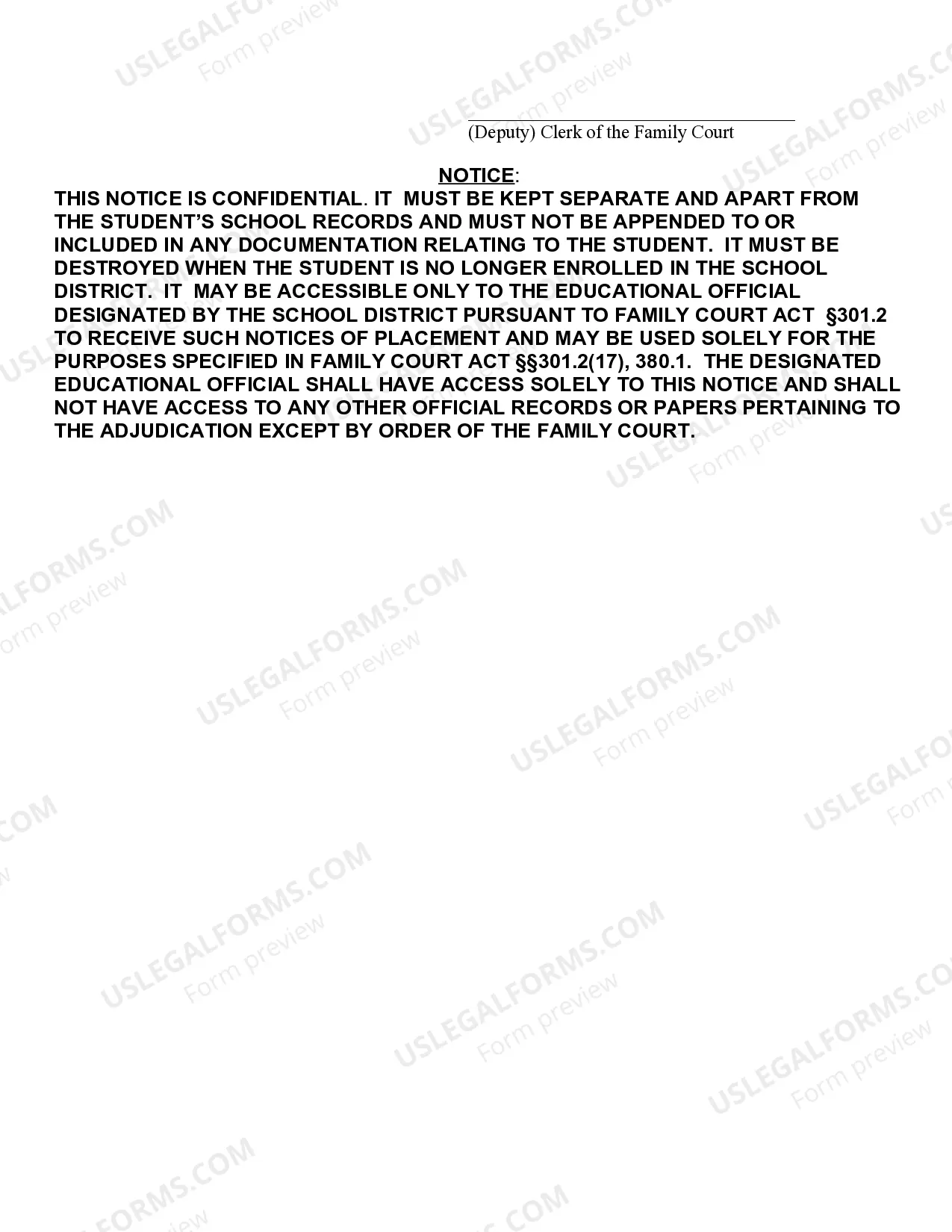 Preview Notice of Placement