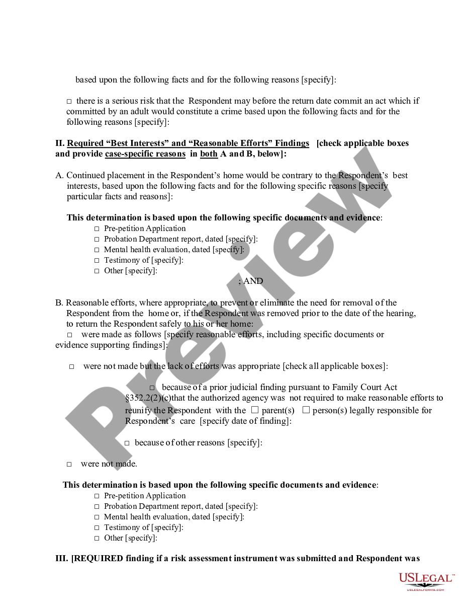 page 1 Order Directing Detention of Child - Pre-Petition preview