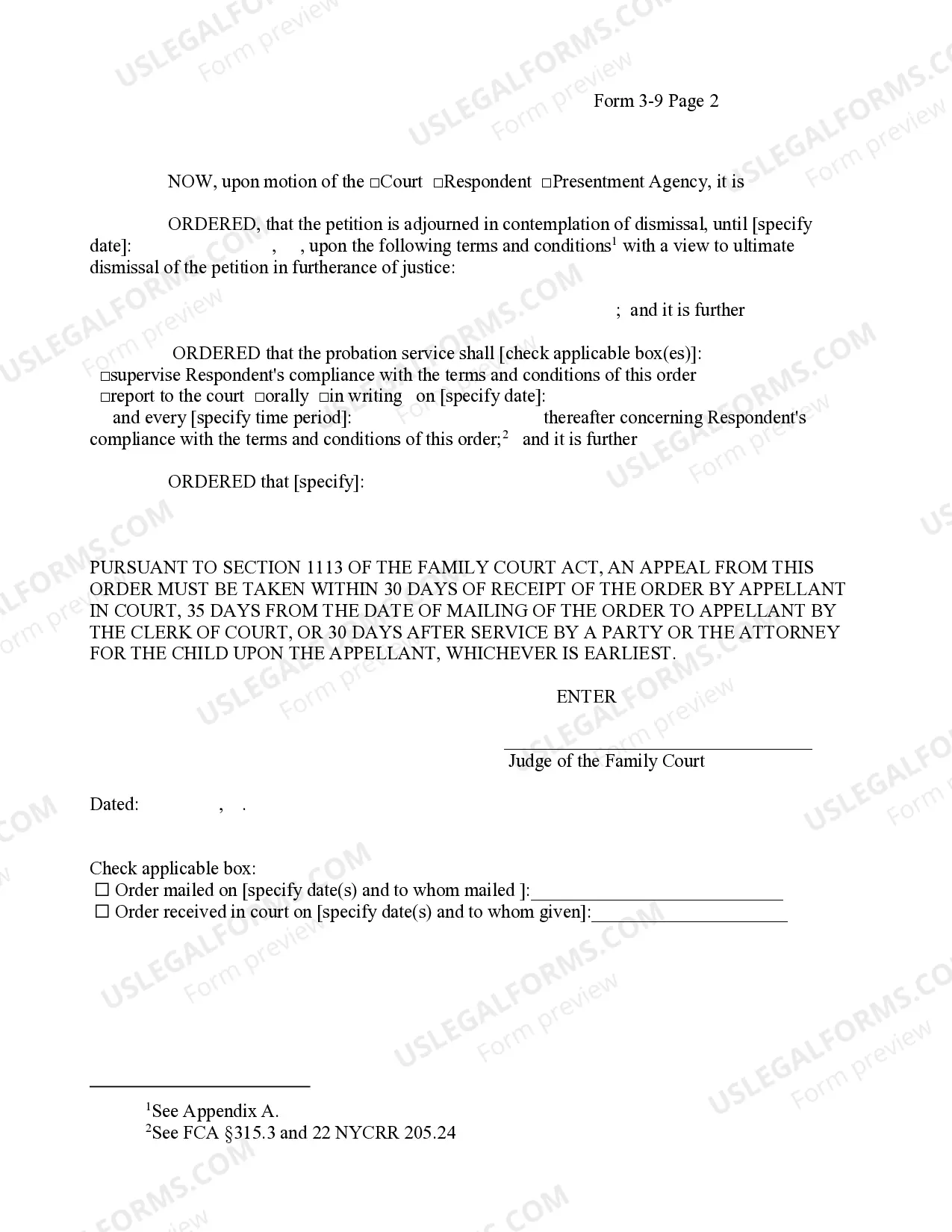 Preview Juvenile Delinquency - Order of Adjournment in Contemplation of Dismissal