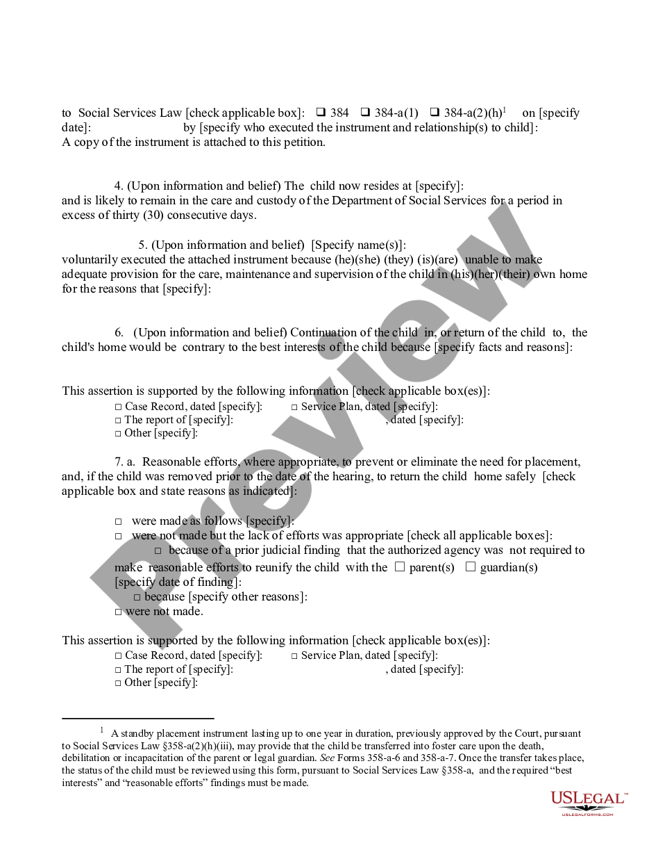 page 1 Petition for Approval of a Placement Instrument preview