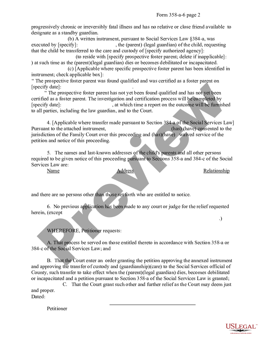 page 1 Petition for Pre-Placement of Standby Placement Instrument preview