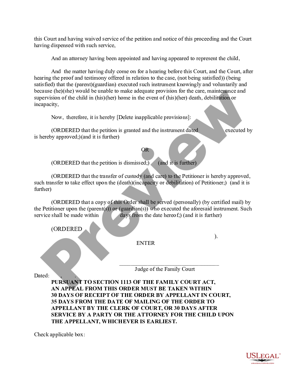 page 1 Order of Disposition - Approval of Standby Placement Instrument preview