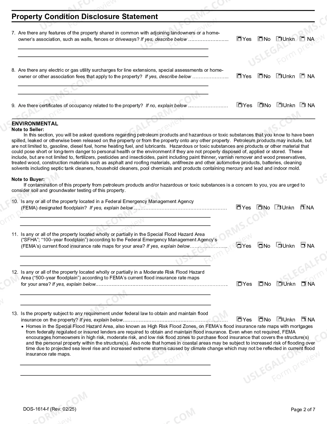 Preview Residential Real Estate Sales Disclosure Statement