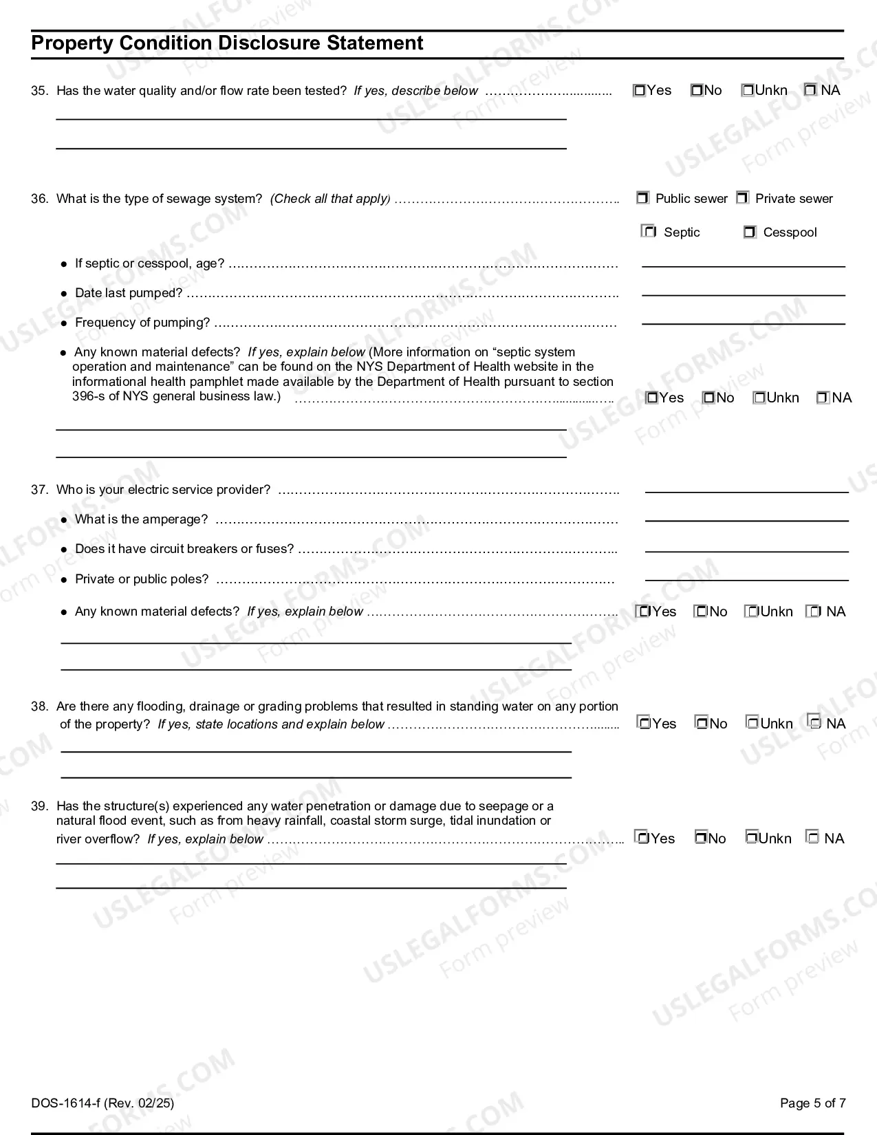 Preview Residential Real Estate Sales Disclosure Statement