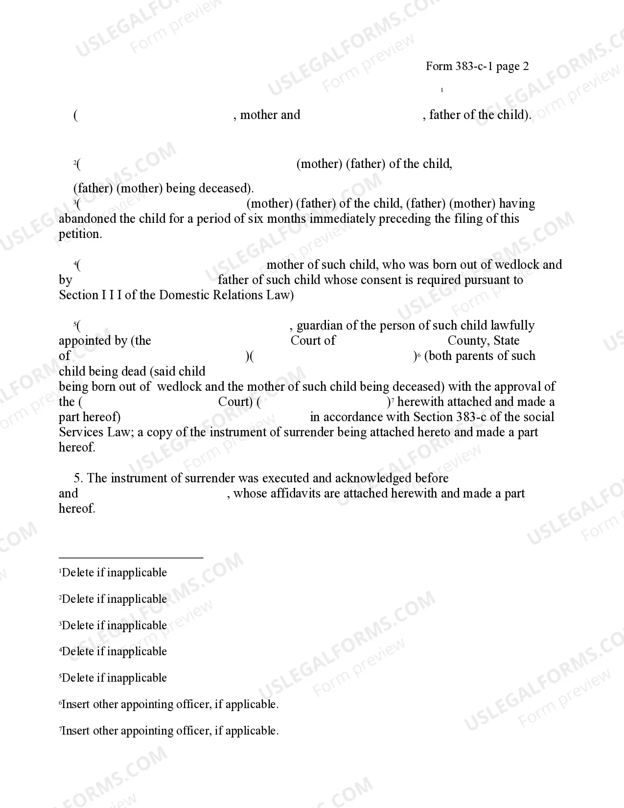 Preview Petition for Approval of Surrender Instrument - Child in Foster Care 12-97