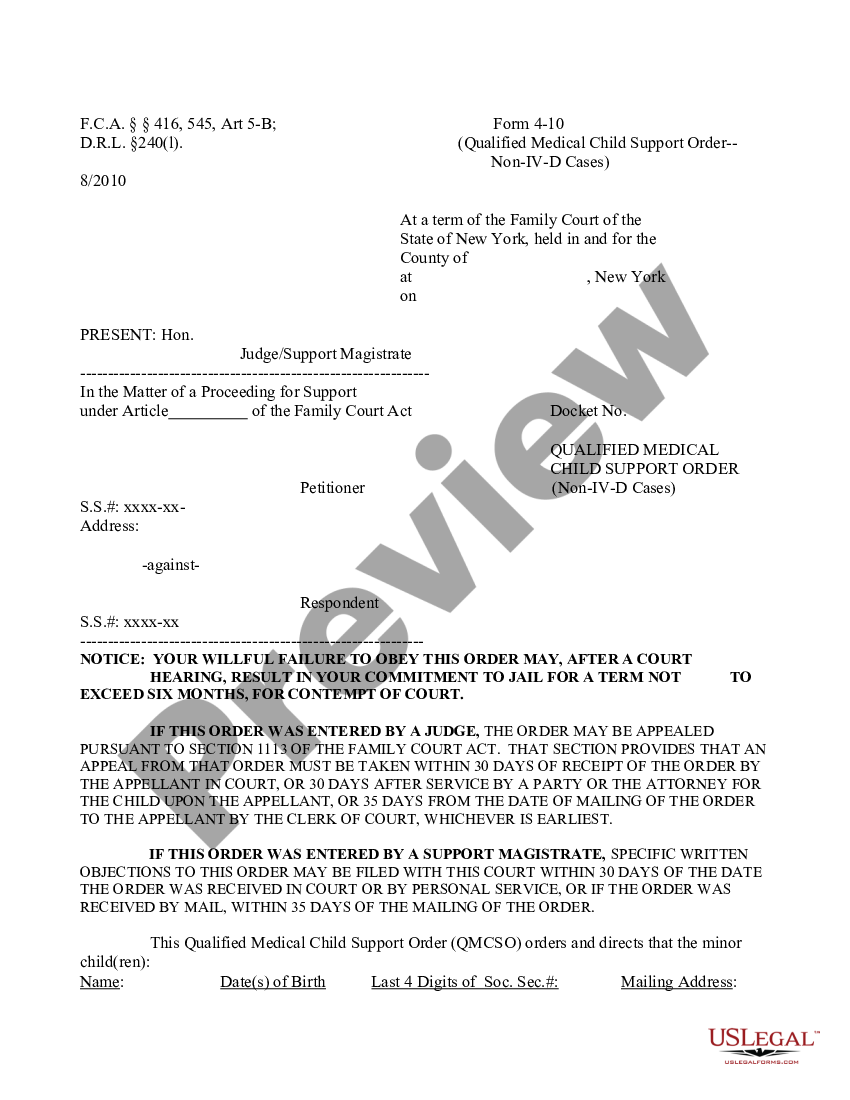 new-york-qualified-medical-child-support-order-non-iv-iv-case