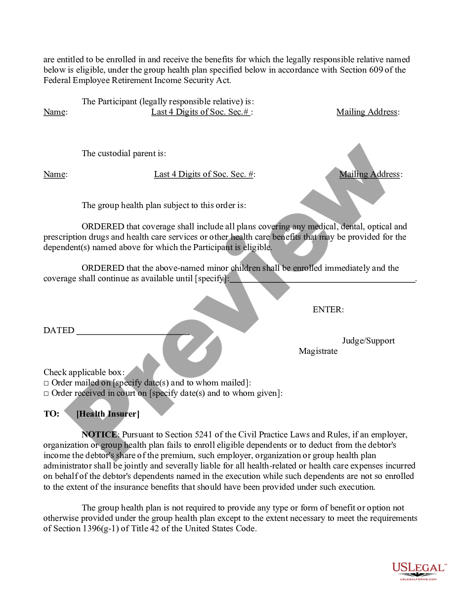 page 1 Qualified Medical Child Support Order - Non IV-D Cases preview