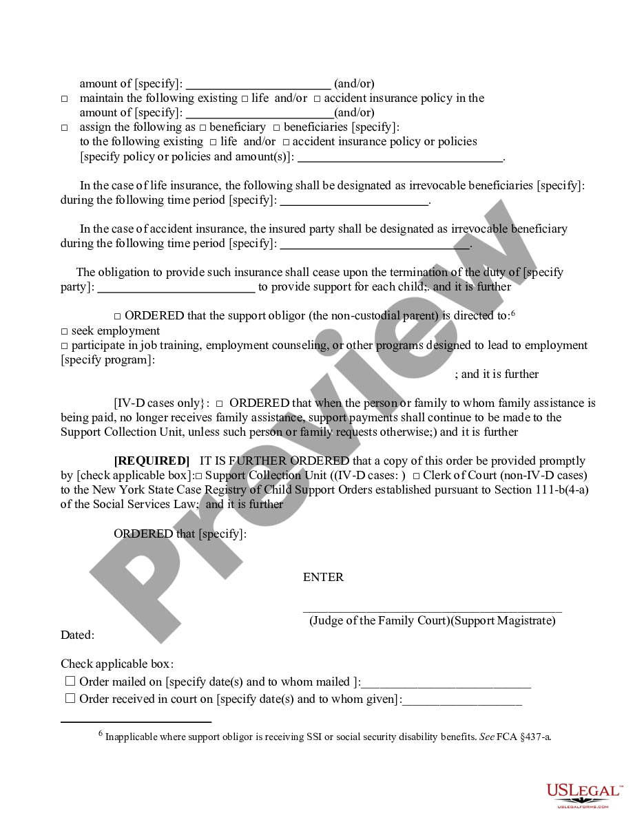 page 8 Order Extending, Modifying or Terminating Order Made by Family Court or Another Court - Support - Custody - Visitation preview
