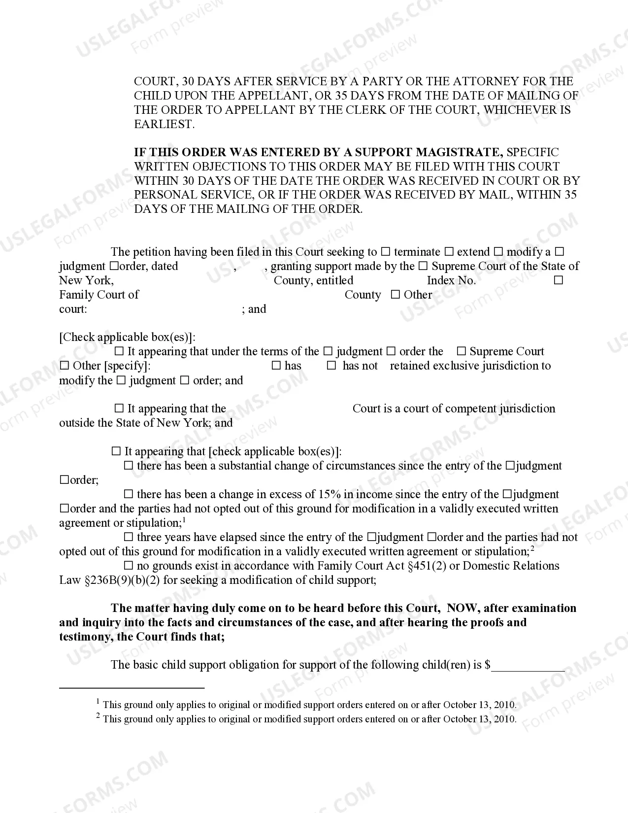 Preview Order On Petition To Extend Modify Or Terminate Order of Support