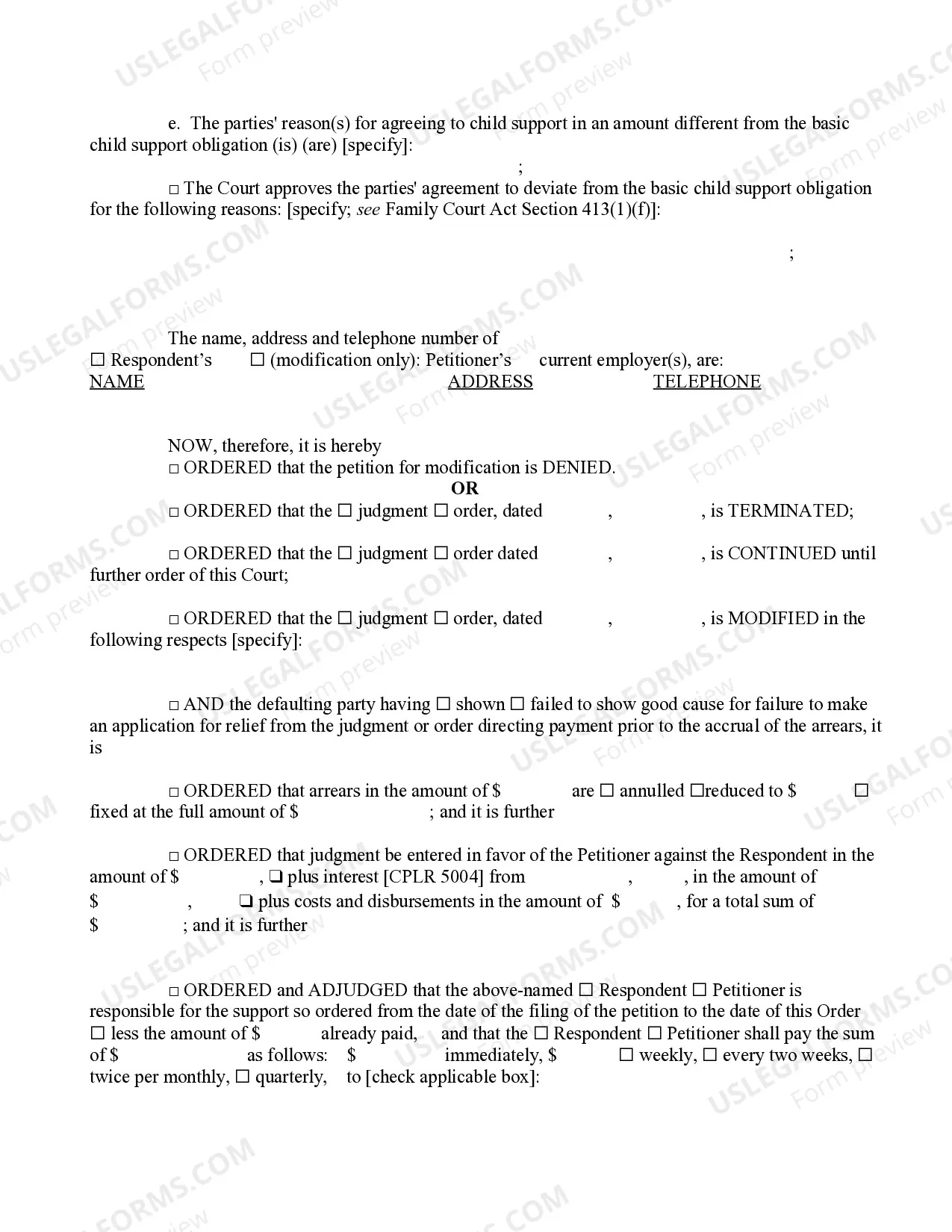 Preview Order On Petition To Extend Modify Or Terminate Order of Support