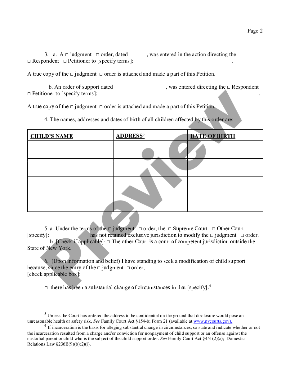 page 1 Petition for Modification of Order of Another Court - Support - Custody - Visitation  preview