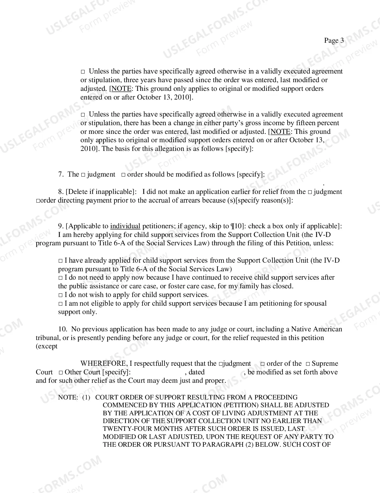 Preview Petition For Modification of Order Made By Family Court Or Another Court