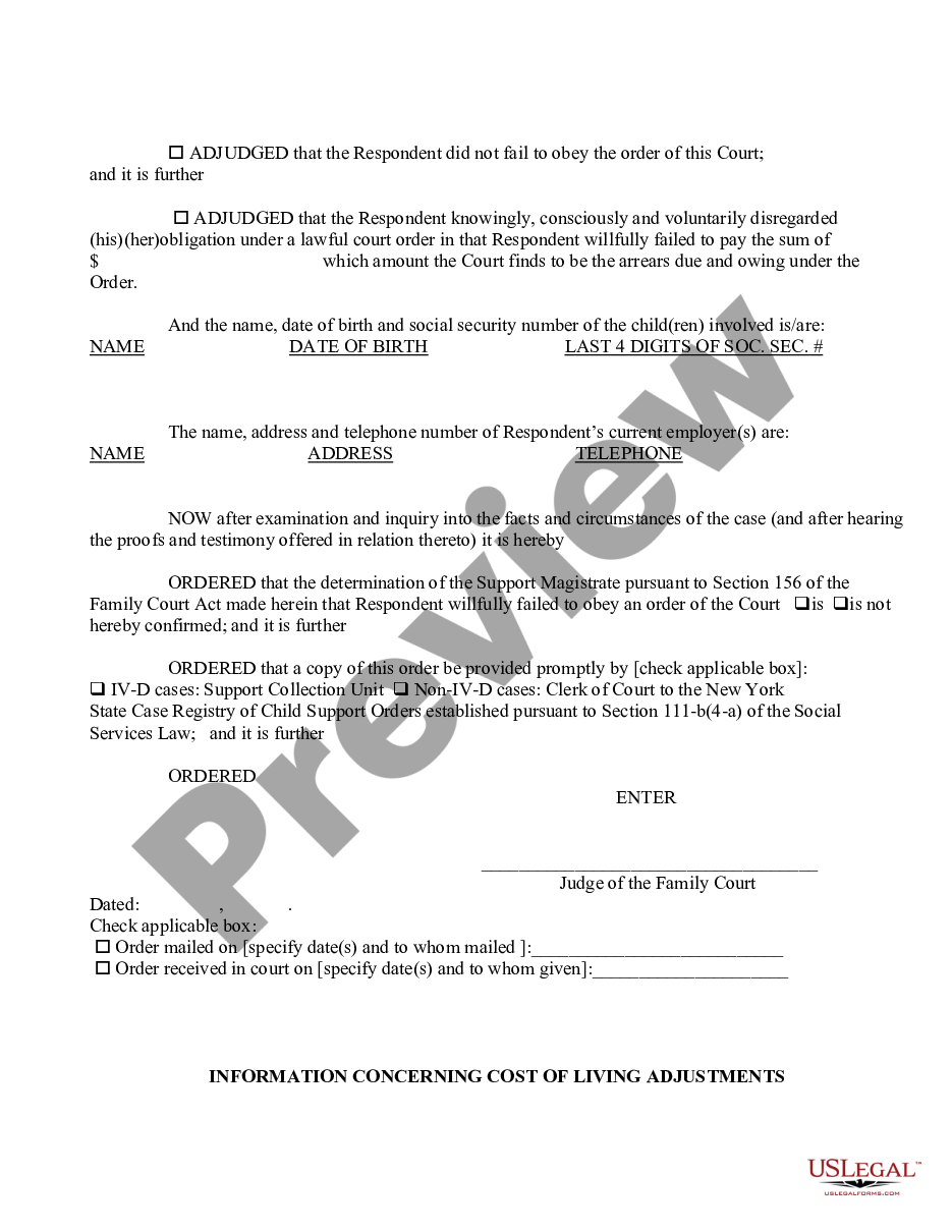 page 2 Order - Upon Support Magistrate Determination of Willfulness preview