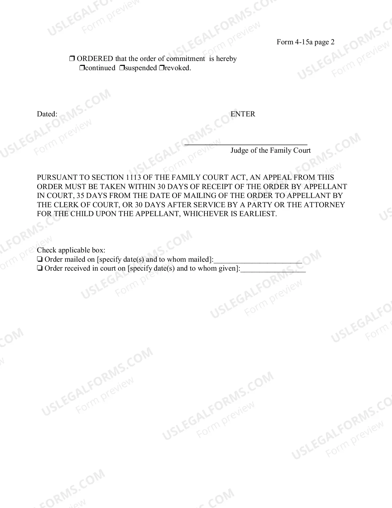 Preview Order On Petition For Relief From Support Payments And Commitment