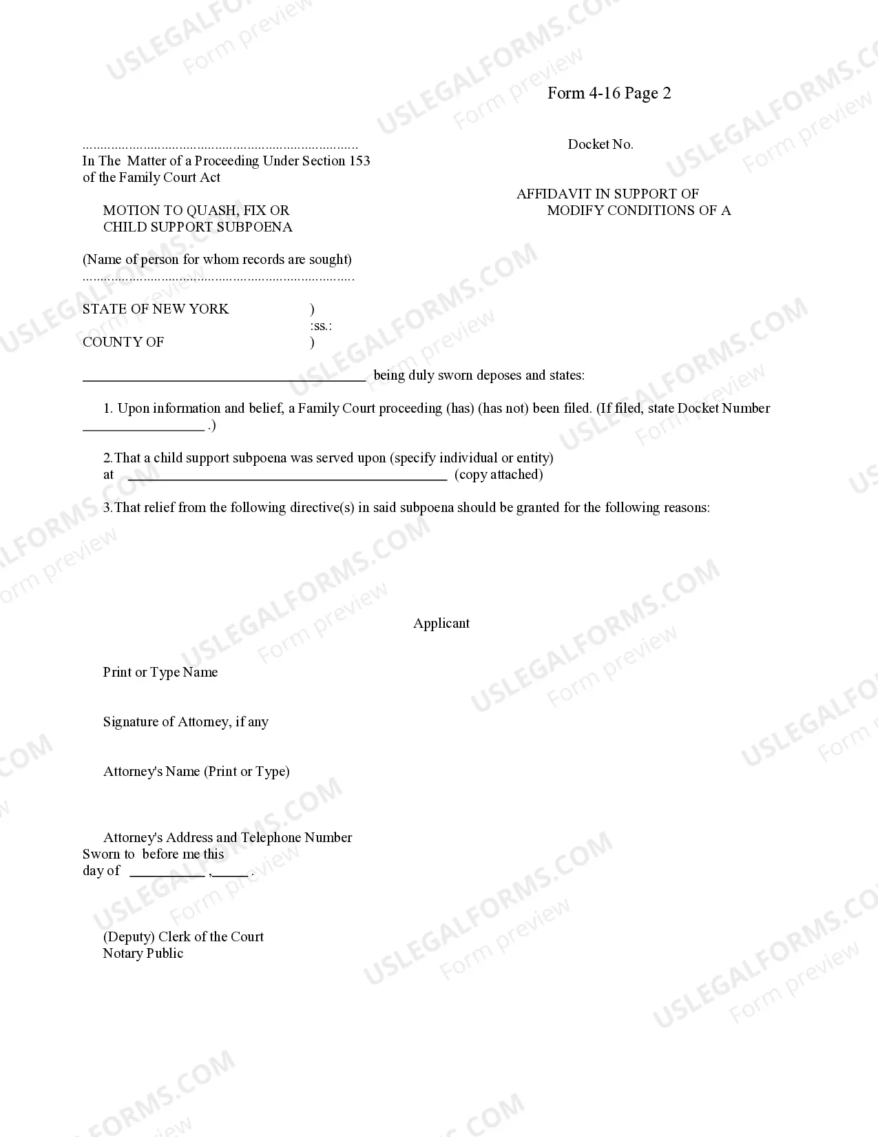 Preview Notice of Motion To Quash Fix Or Modify Conditions of A Child Support Subpoena