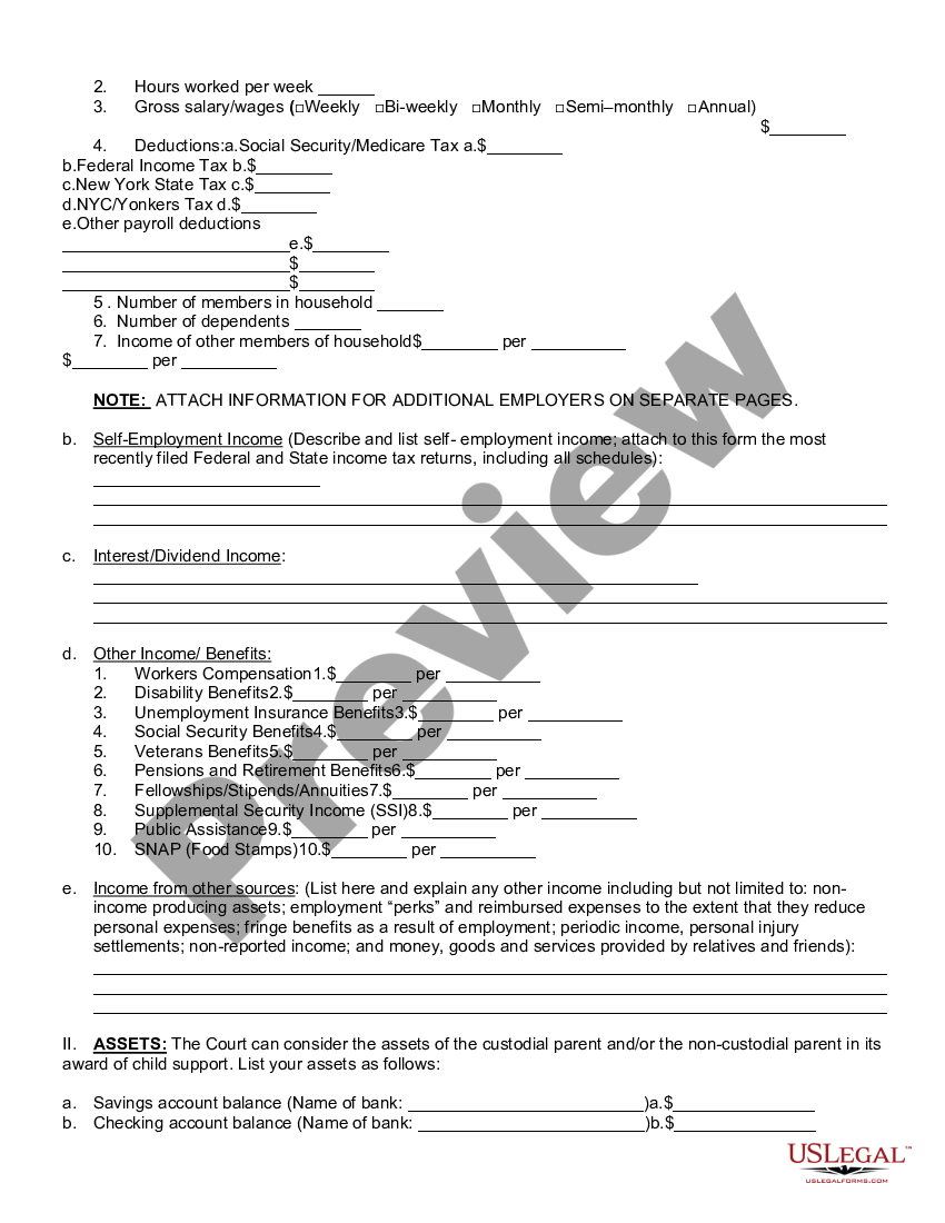 New York Financial Disclosure Affidavit Financial Disclosure Affidavit Ny Us Legal Forms 9187