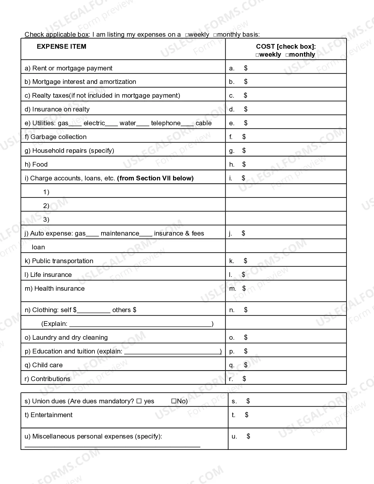Preview Financial Disclosure Affidavit
