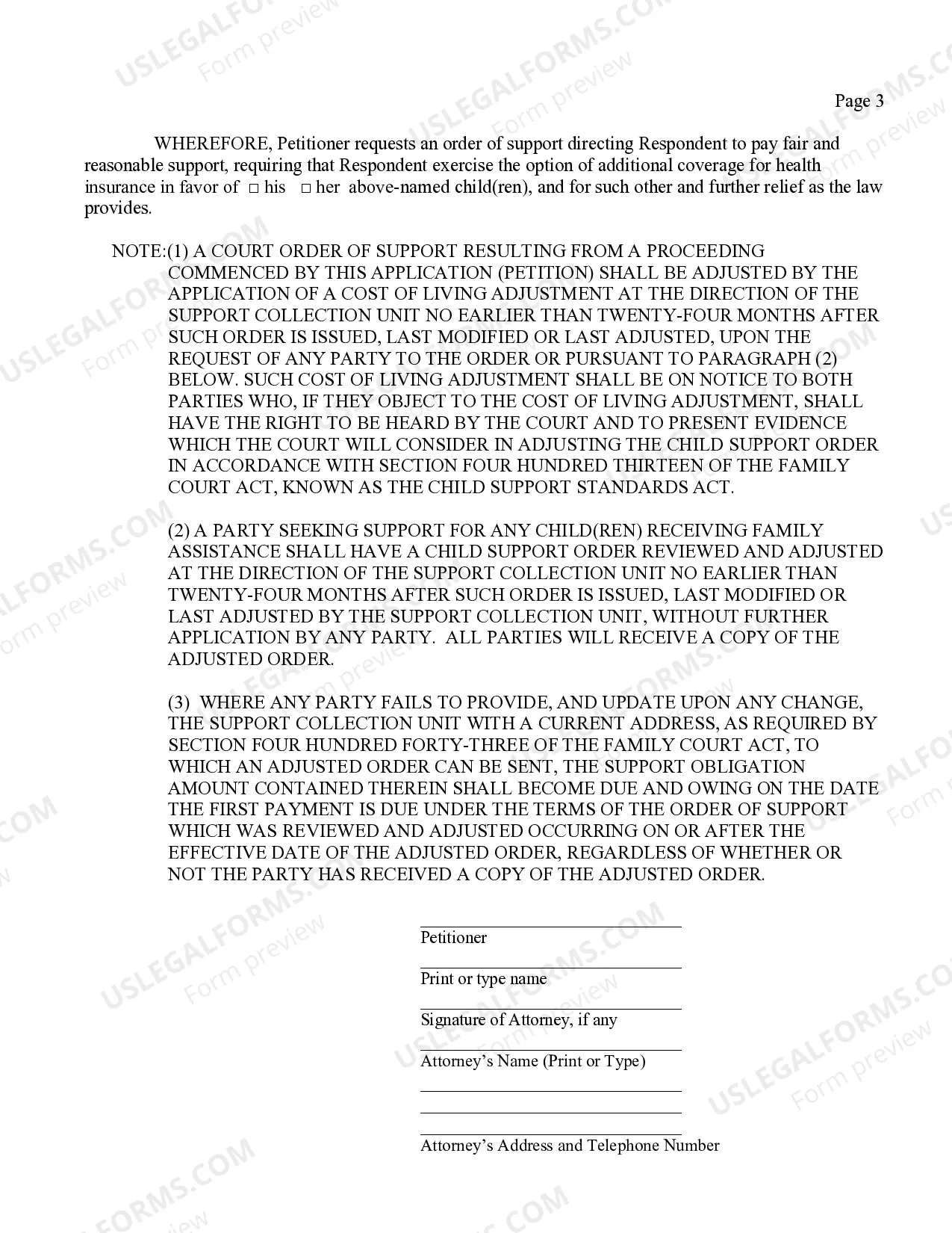 Preview Petition For Support After Acknowledgment of Paternity (Individual)