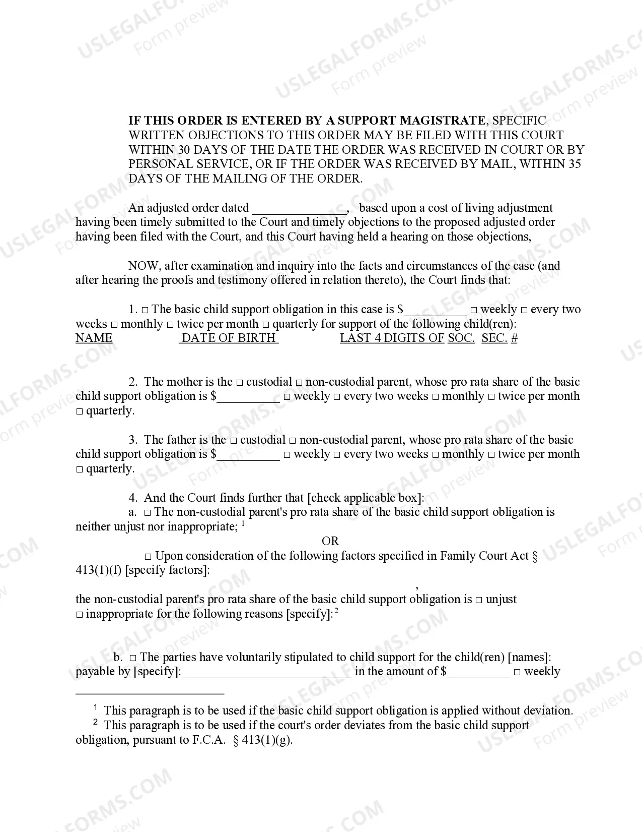Preview Order Determination of Objections To Adjusted Order COLA