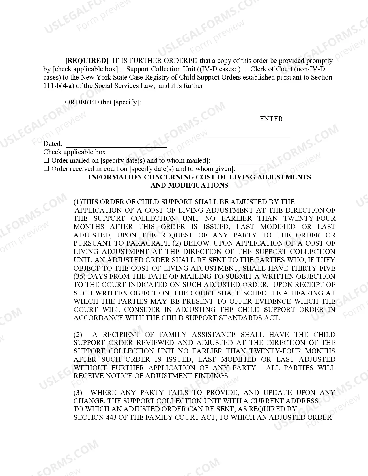 Preview Order Determination of Objections To Adjusted Order COLA