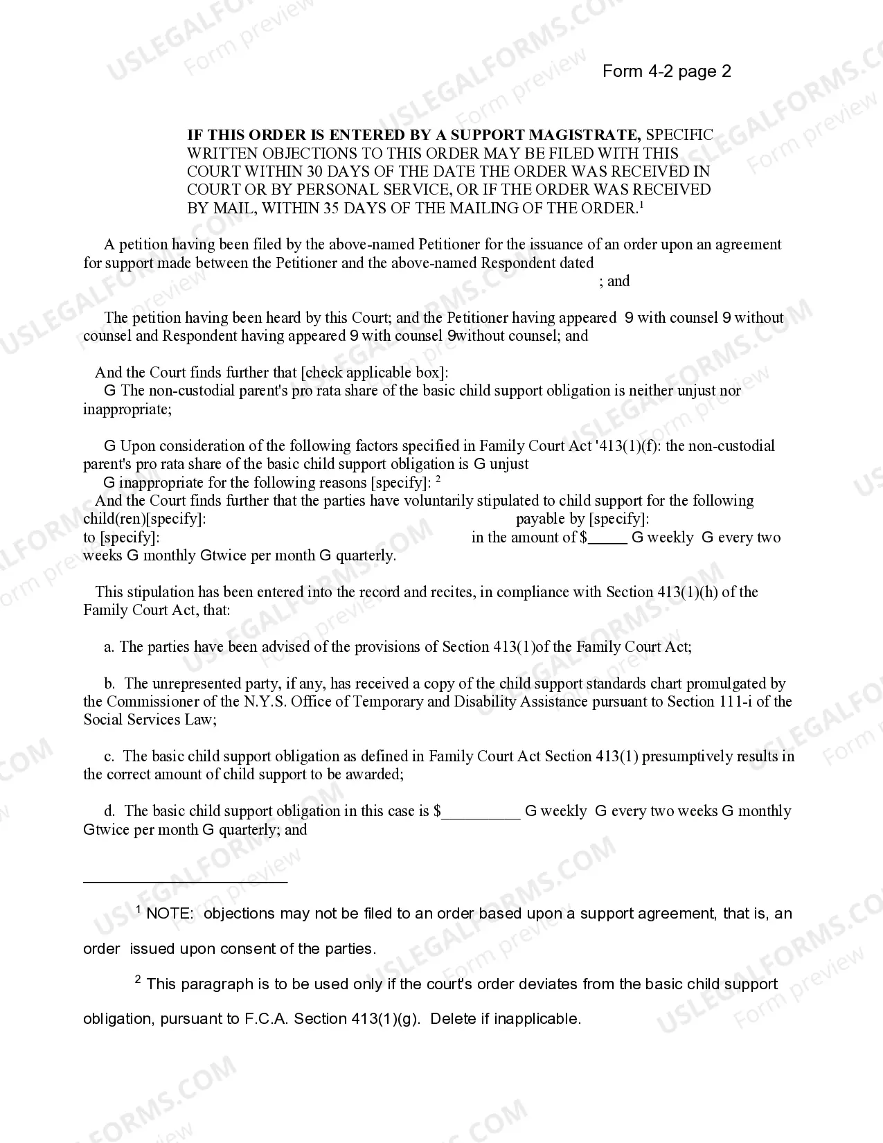 Preview Order Upon Support Agreement