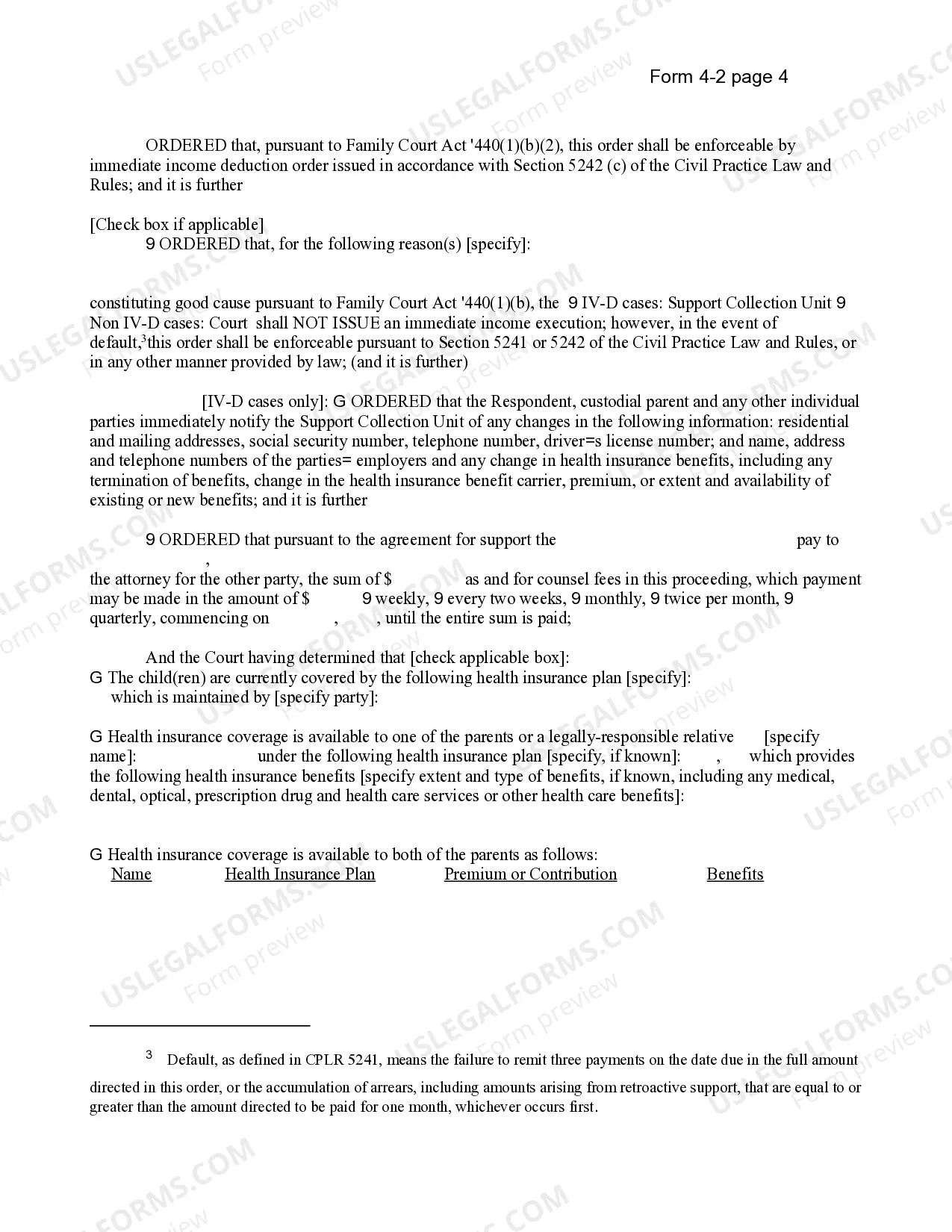 Preview Order Upon Support Agreement