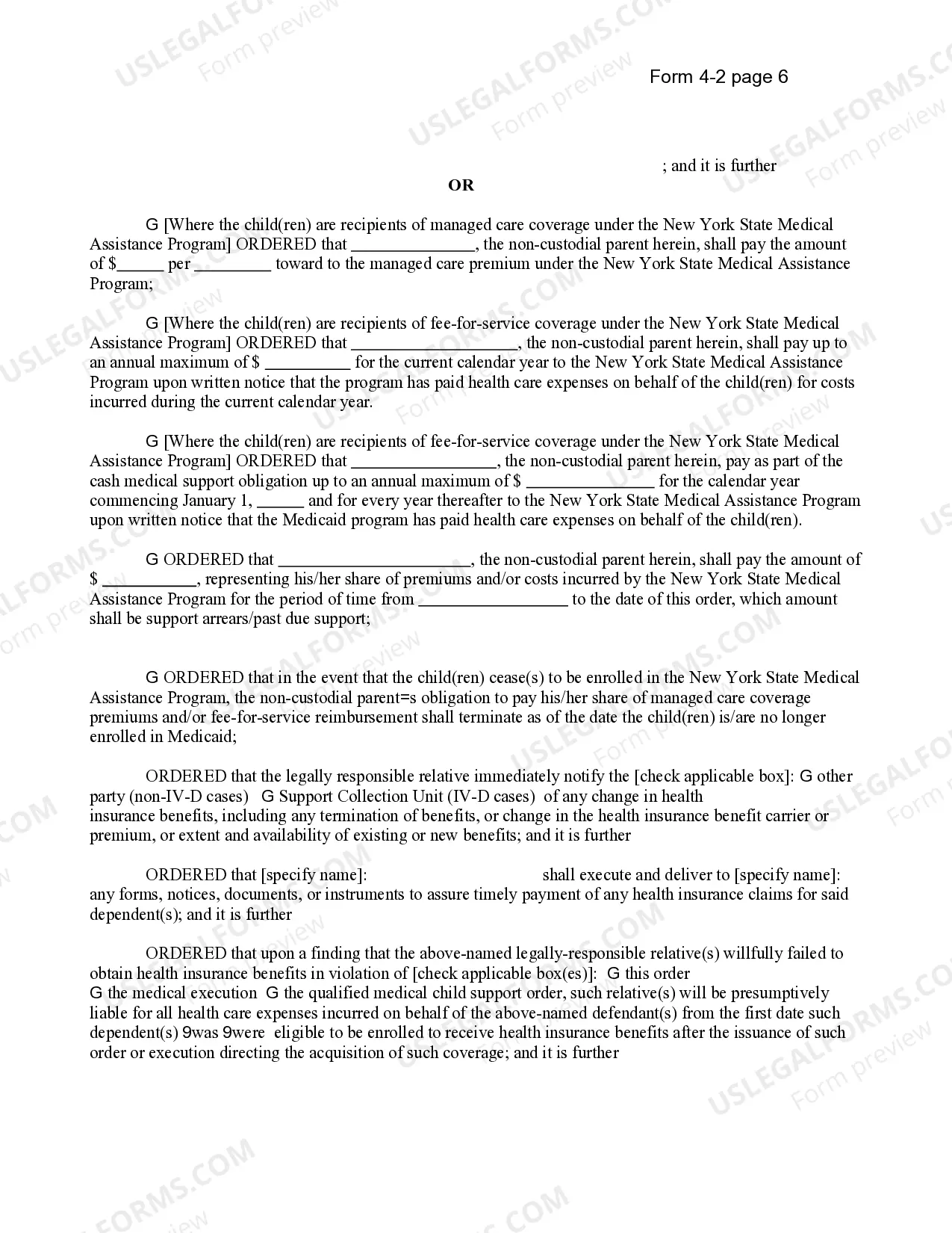 Preview Order Upon Support Agreement