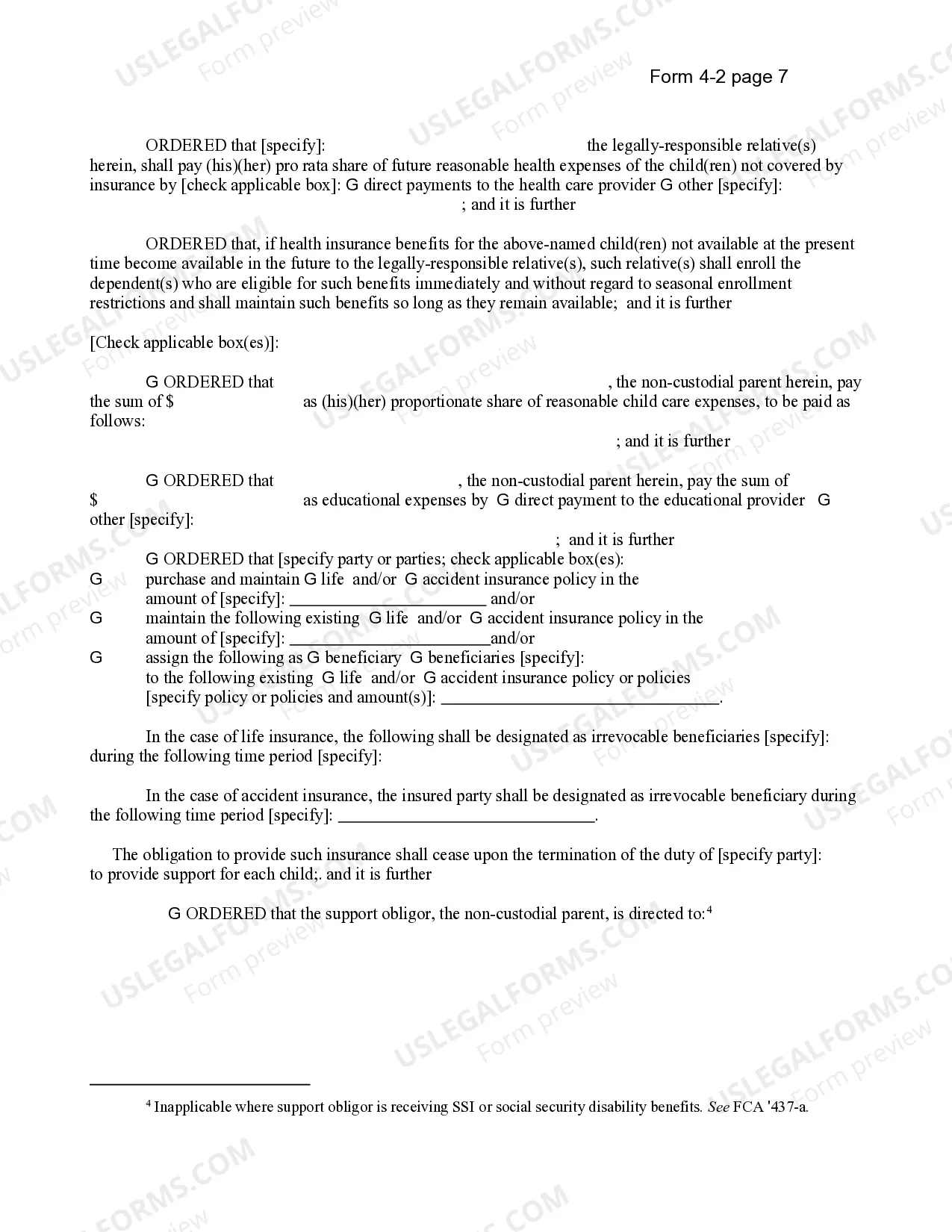 Preview Order Upon Support Agreement