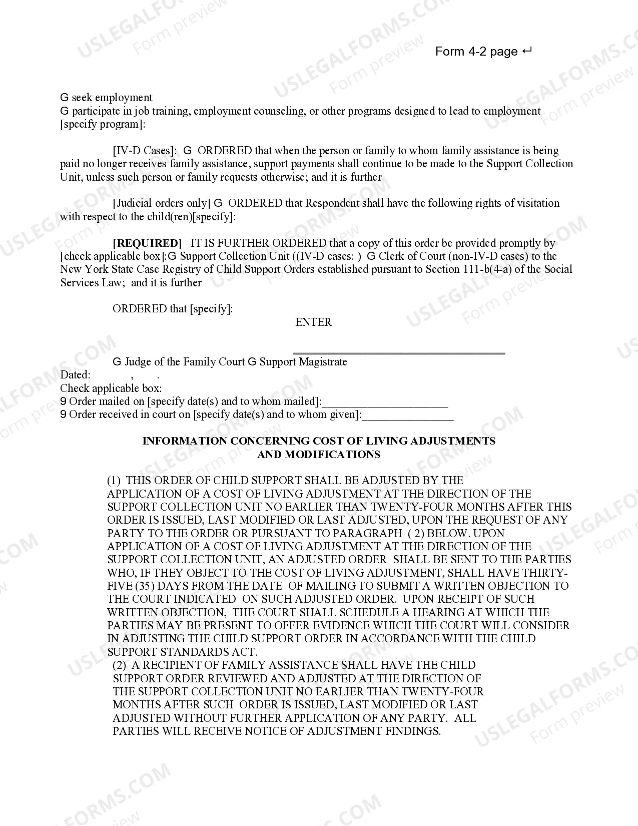 Preview Order Upon Support Agreement