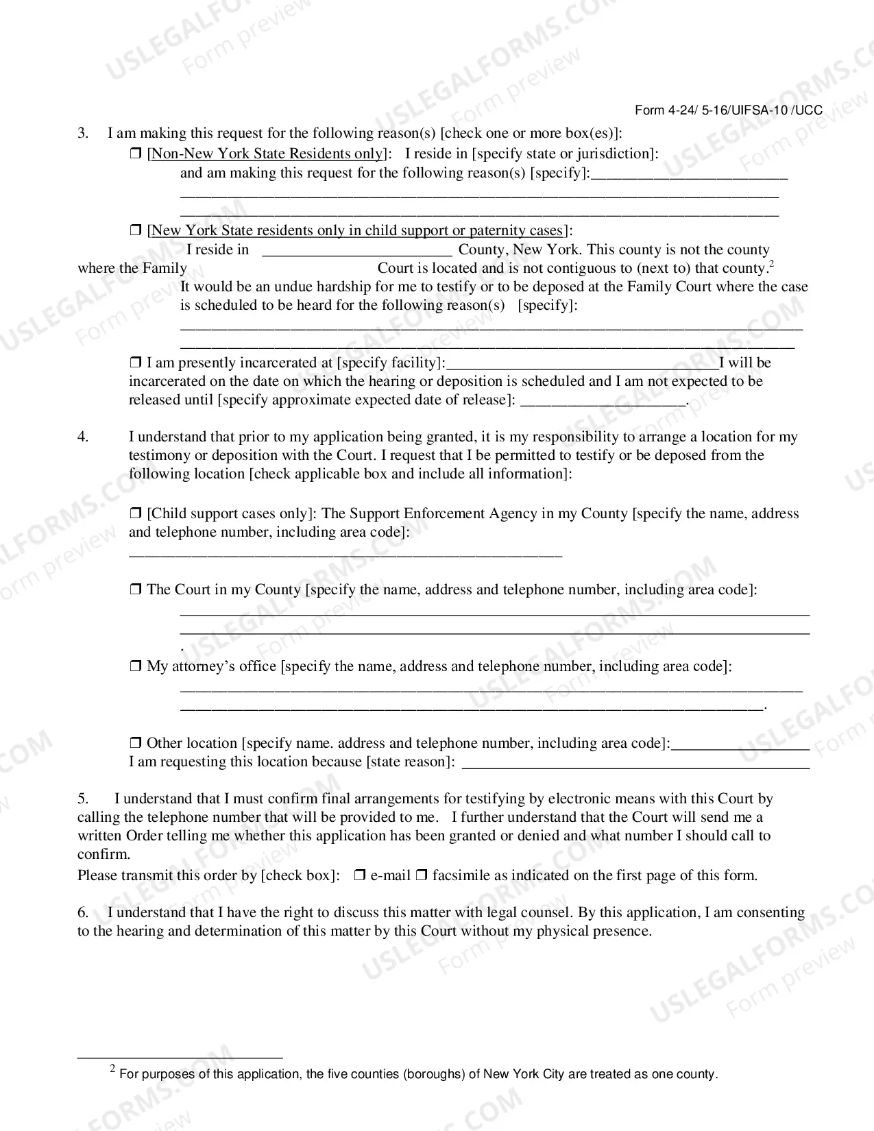 Preview Electronic Testimony Application And Waiver of Physical Presence
