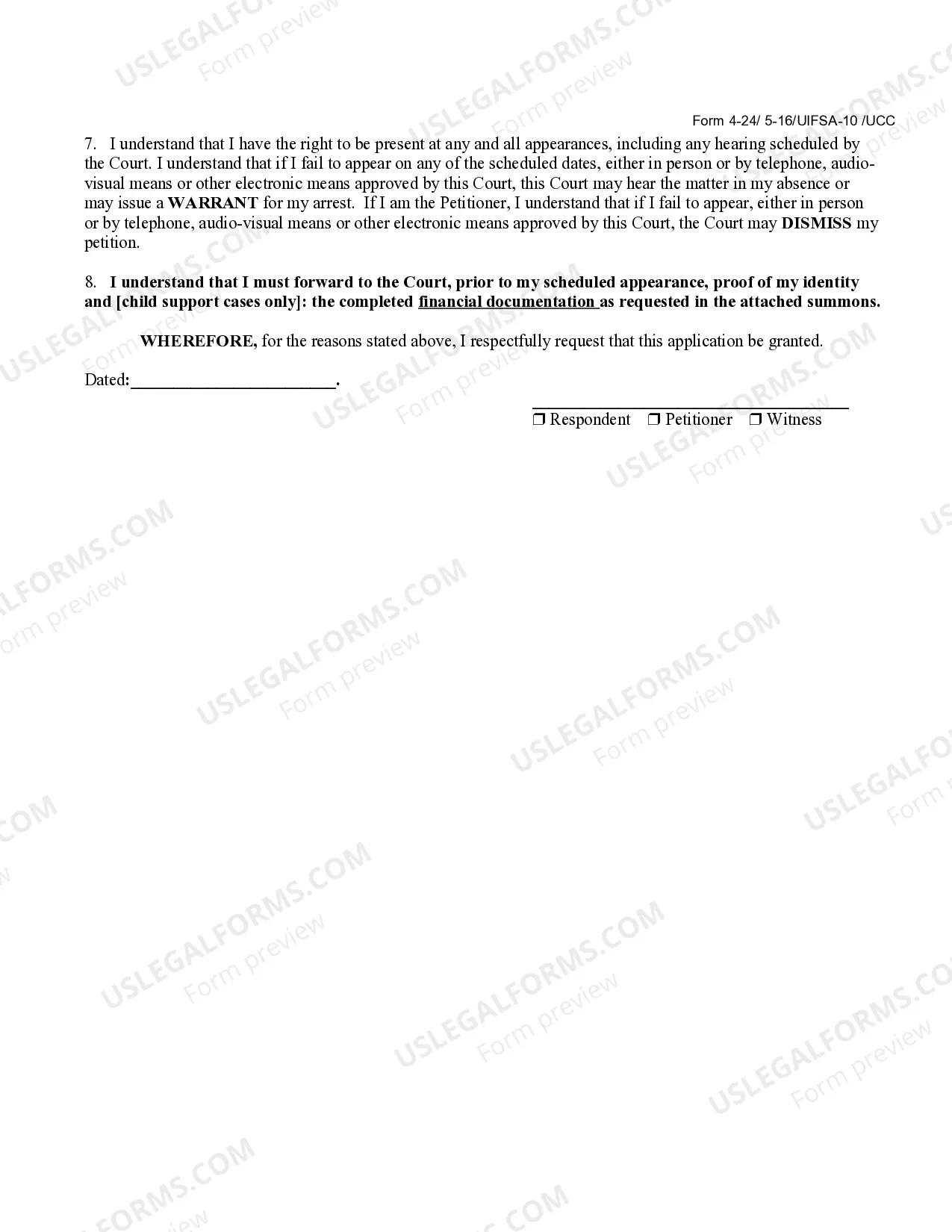 Preview Electronic Testimony Application