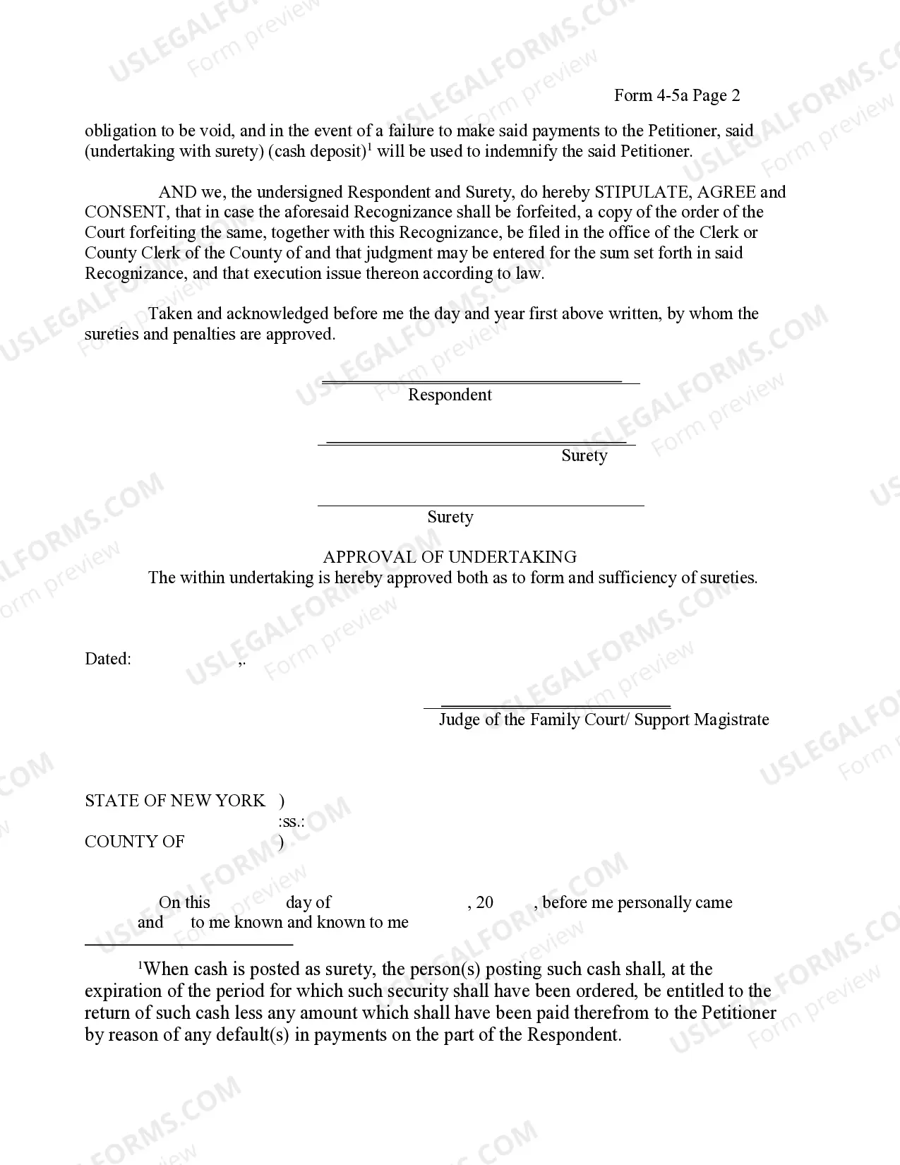Preview Undertaking For Support Cash Deposit