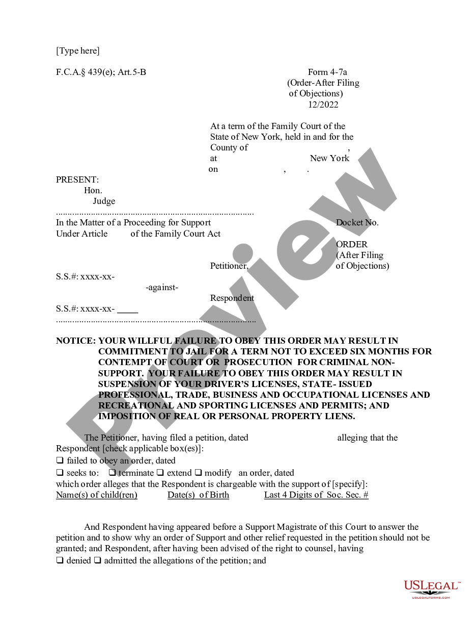 page 0 Order - After Filing of Objections preview