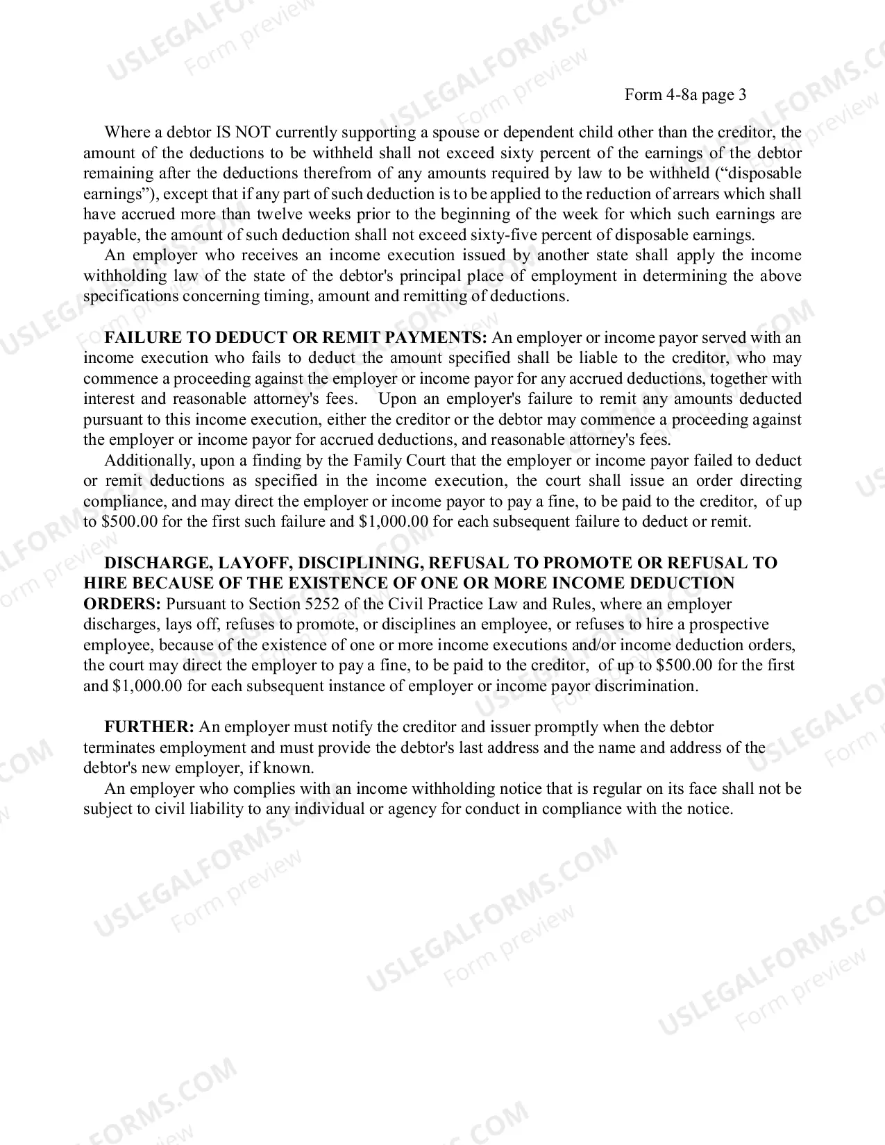 Preview Income Execution for Support Enforcement - Clerk of Court