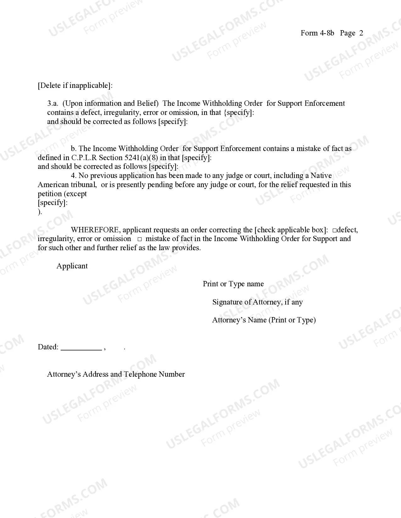Preview Petition To Correct Income Execution For Support Enforcement
