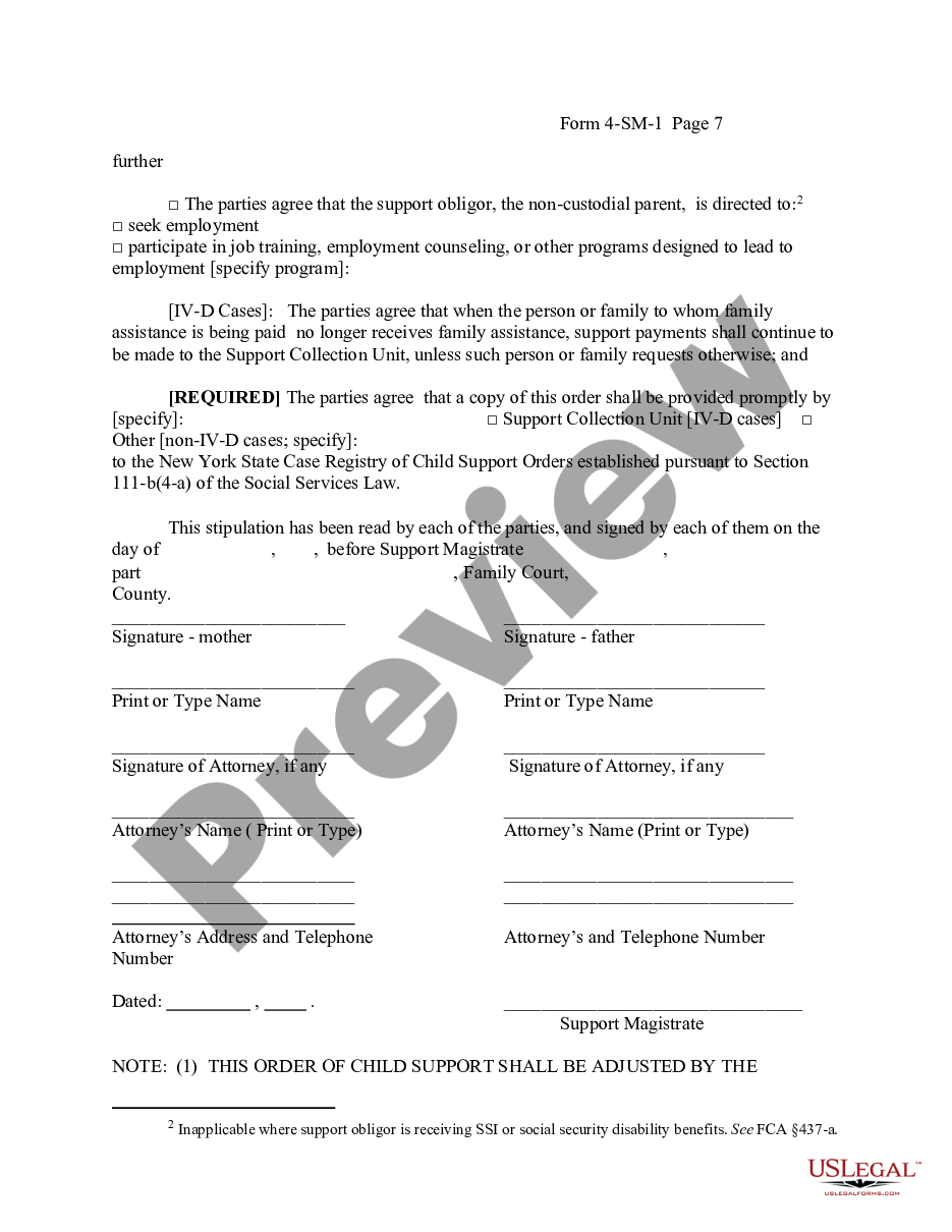 form Stipulation for Child Support - 9-99 preview