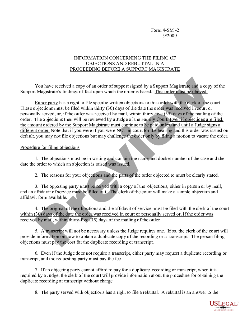 page 0 Information Concerning Filing of Objections and Rebuttal in Proceeding Before Hearing Examiner preview