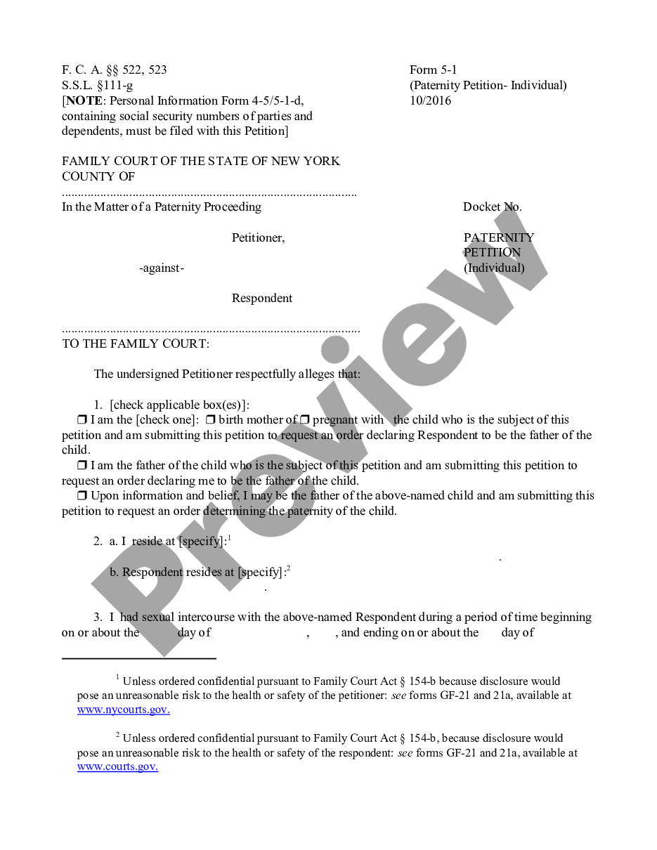 page 0 Paternity Petition - Parent preview